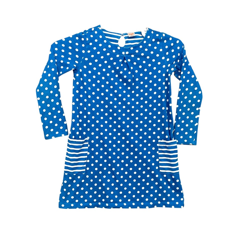 Gymboree Girls Blue Polka‎ Dot Long Sleeve Dress Pockets Size M Medium